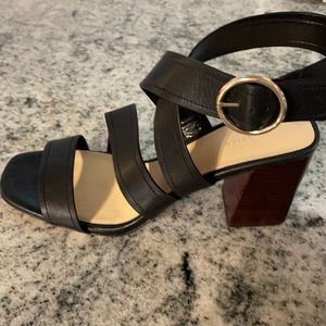 Via Spiga Elianna Block Heel Sandal Black Leather